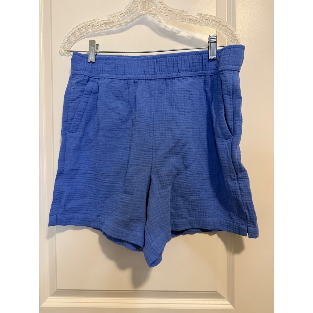 Talbots Airy Gauze Pull-On Shorts Women Medium Blue Excellent 5" Inseam Casual